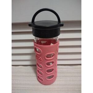 Life Factory 12 oz Café Pink Glass Bottle Tumble with silicone sleeve screw top